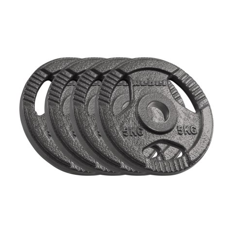 Obciążenie żeliwne olimpijskie zestaw 4x5kg, otwór 51mm, talerz z uchwytami, REBEL ACTIVE