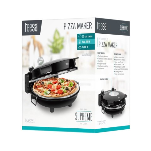 Piec do pizzy TEESA SUPREME 1200 W 32 cm okienko wyjmowany kamień TSA3231