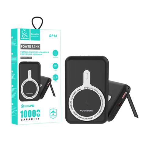 Power bank 10000mAh szybkie ładowanie bezprzewodowe 2xUSB Denmen DP18