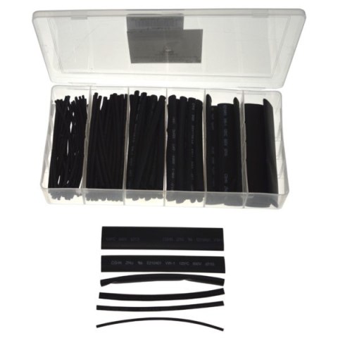 Rurki termokurczliwe zestaw 10cm czarne op/100szt