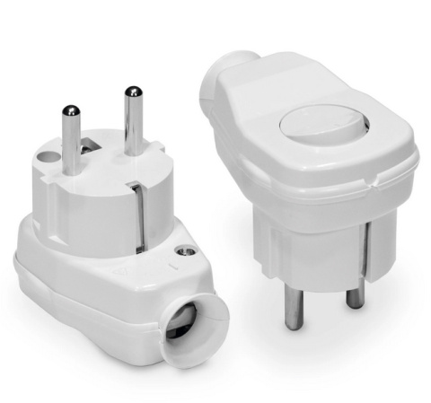 Wtyczka kątowa 16A z wyłącznikiem biała rozbieralna WT-16U/ŁK