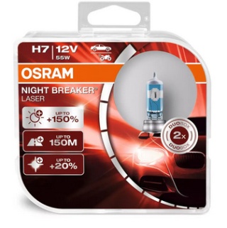 Żarówki H7 12V 55W +150% światła 2 sztuki Osram Night Breaker Laser