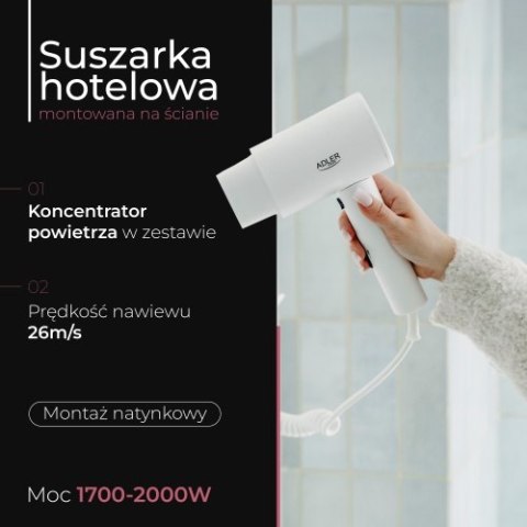 Adler Suszarka hotelowa, montowana na ścianie