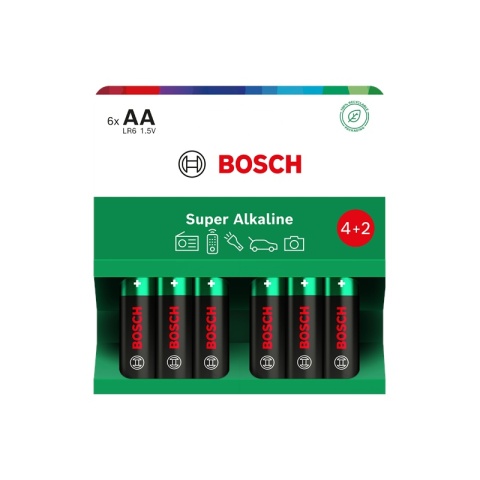 Baterie AA 1.5V Super Alkaliczne 4+2 szt Bosch Super Alkaline LR6