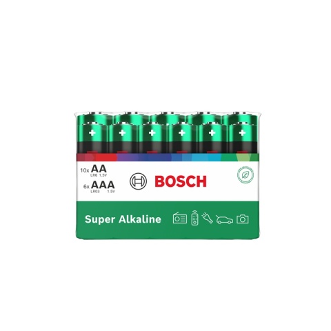 Baterie AA10+AAA6 1.5V Super Alkaliczne folia Bosch Super Alkaline
