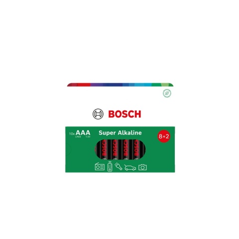 Baterie AAA 1.5V Super Alkaliczne 10 szt Bosch Super Alkaline LR03