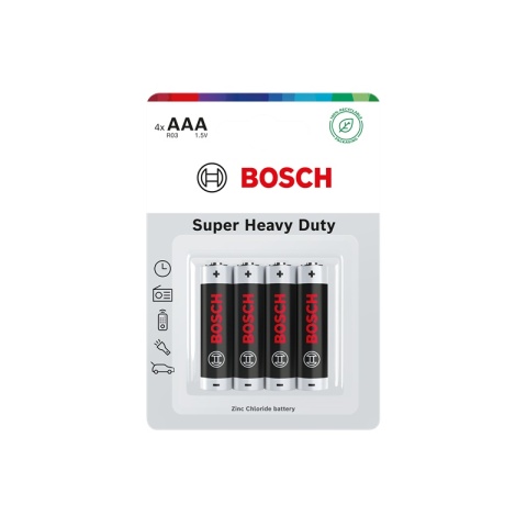 Baterie AAA 1.5V Super Heavy Duty 4 szt folia Bosch R03