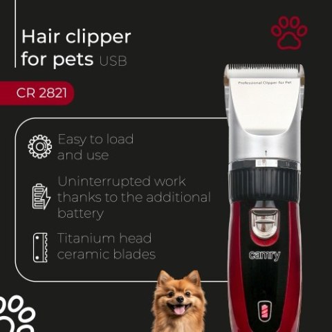 Camry Strzyżarka dla zwierząt z ładowaniem przez USB