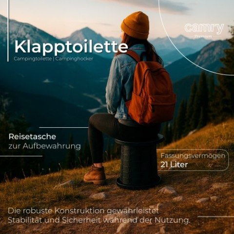 Camry Toaleta składana - przenośna |Toaleta turystyczna | Stołek turystyczny