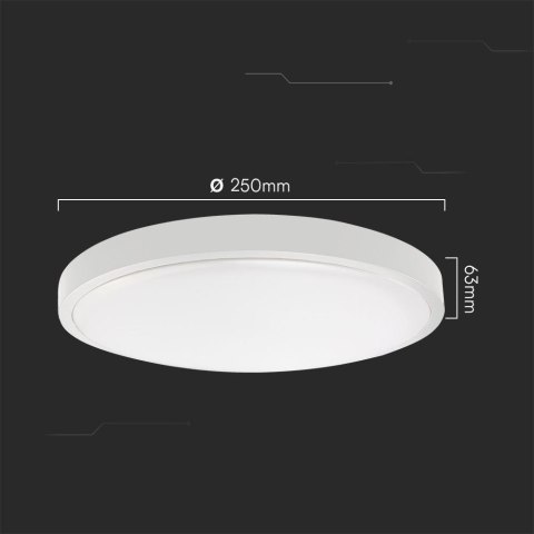 Plafon V-TAC 18W LED SAMSUNG CHIP Okrągły 25cm Natynkowy IP44 Biały VT-8618 6500K 1830lm
