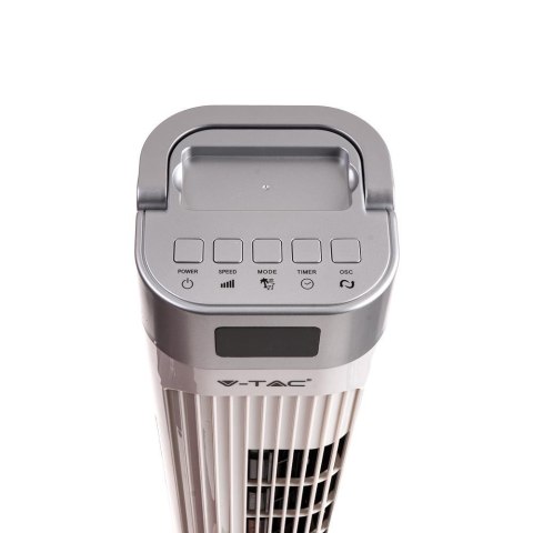 Wentylator Wieżowy V-TAC z wyświetlaczem temperatury i pilotem 55W 95cm Biały VT-5536
