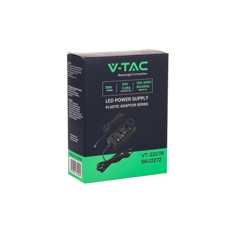 Zasilacz LED V-TAC 78W 24V 3.5A IP44 Desktop Filtr EMI VT-22078