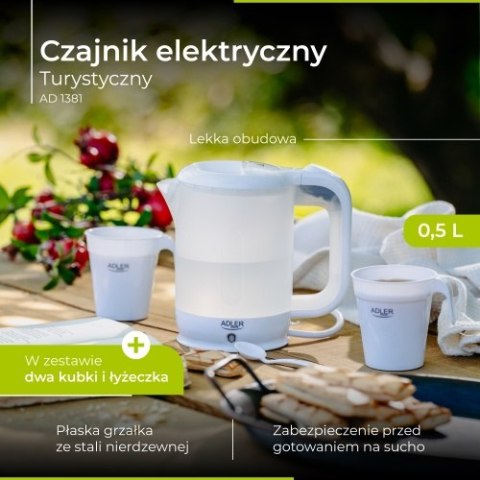 Adler Czajnik elektryczny plastikowy turystyczny 0,5 L