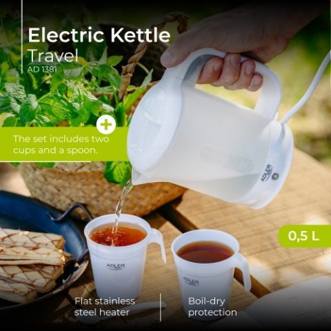 Adler Czajnik elektryczny plastikowy turystyczny 0,5 L