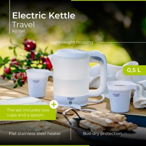 Adler Czajnik elektryczny plastikowy turystyczny 0,5 L