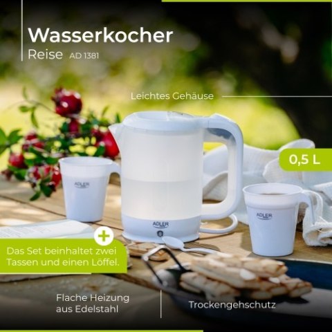 Adler Czajnik elektryczny plastikowy turystyczny 0,5 L