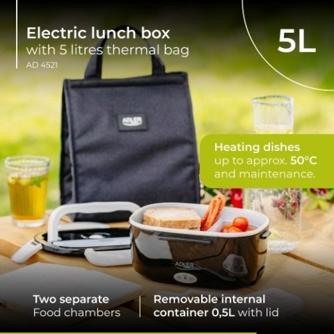 Adler Pojemnik na żywność z torbą termiczną 5 litrów | Do auta i domu (12V / 230V)