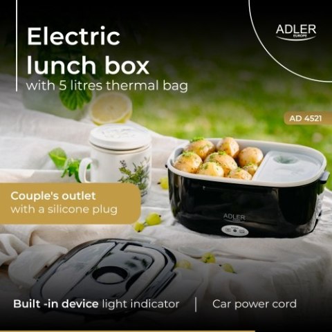Adler Pojemnik na żywność z torbą termiczną 5 litrów | Do auta i domu (12V / 230V)