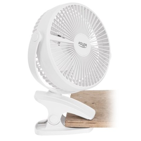 Adler Wentylator biurkowy z klipsem |Akumulatorowy| 15,5 cm | 360° obrót| USB-C |