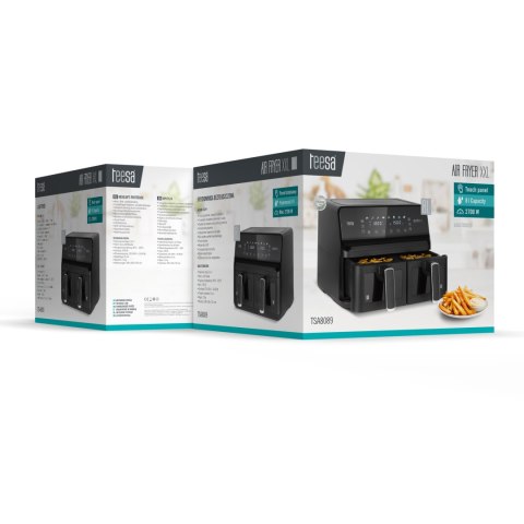 Frytkownica beztłuszczowa TEESA AIR FRYER DUAL POT XXL 8L 2700W