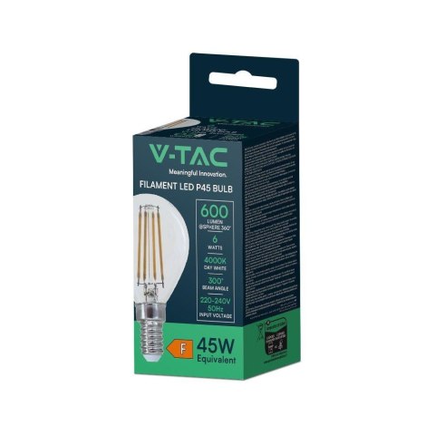 Żarówka LED V-TAC 6W Filament E14 Kulka P45 VT-2466 2700K 600lm