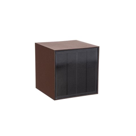 Oprawa Ścienna Solarna V-TAC 9W LED COB Brąz Corten Kostka 15x15cm IP65 Czujnik Ruchu VT-409CCT 3000K-4000K-5000K 800lm