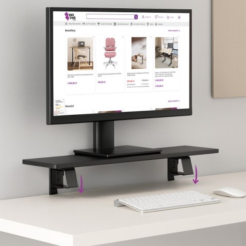 Szeroka półka nad biurko HUGEL11 Czarna 80 cm