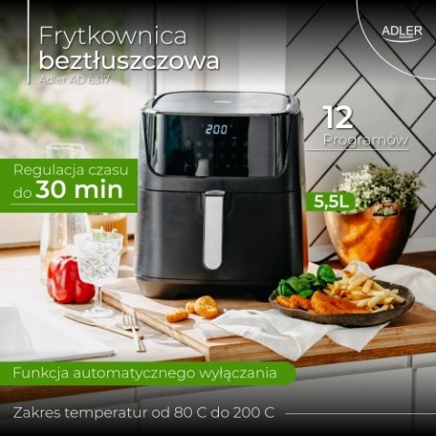 Adler Frytkownica beztłuszczowa - 12 programów 5,5 L - Air Fryer