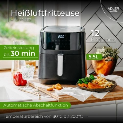 Adler Frytkownica beztłuszczowa - 12 programów 5,5 L - Air Fryer