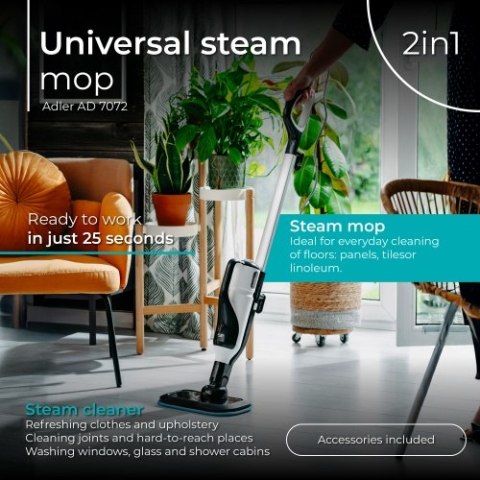 Adler Mop i myjka Parowa 2w1 - Zestaw Akcesoriów