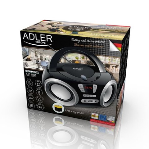 Adler Radio Boombox CD-MP3 | USB | FM Radio | AUX | Gniazdo słuchawkowe