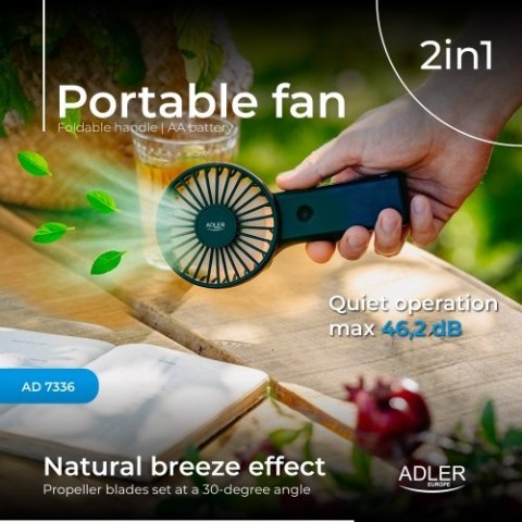 Adler Wentylator przenośny | Składana rączka | Na baterie AA