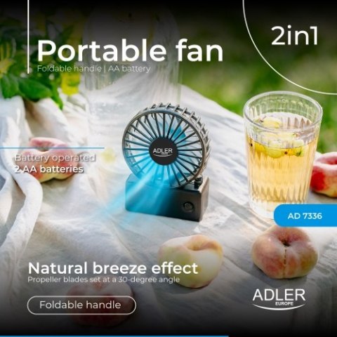 Adler Wentylator przenośny | Składana rączka | Na baterie AA