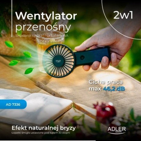 Adler Wentylator przenośny | Składana rączka | Na baterie AA