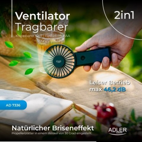 Adler Wentylator przenośny | Składana rączka | Na baterie AA