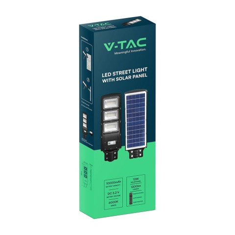Naświetlacz Oprawa Uliczna LED Solarna V-TAC 12W Czarny VT-ST180W 6000K