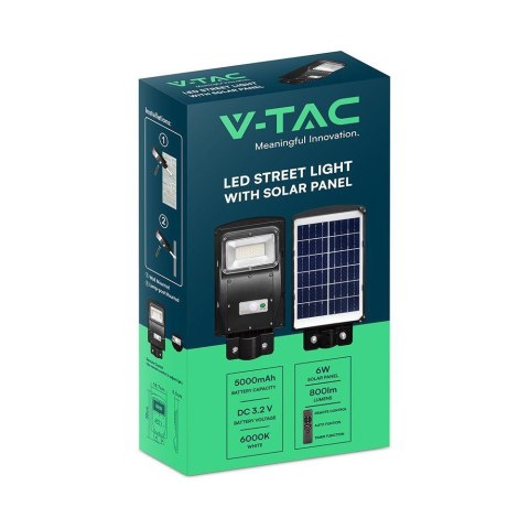 Naświetlacz Oprawa Uliczna LED Solarna V-TAC 6W Czarny VT-ST63W 6000K 800lm