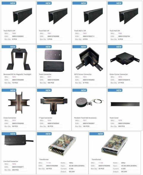 Oprawa Szynosystem Magnetyczny 24V V-TAC 20W LED CzarnaVT-4121 3000K 1600lm