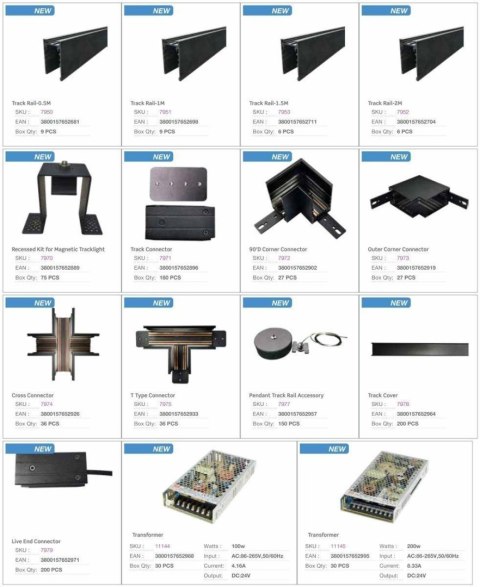 Oprawa Szynosystem Magnetyczny 24V V-TAC 3W LED Czarna CRI90+ UGR19 VT-4143