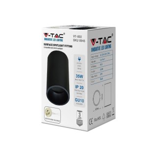 Oprawa V-TAC Aluminiowa GU10 Okrągła Natynkowa Tuba Czarna 70x107mm VT-802