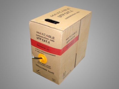 Przewód UTP6 drut Cu UV czarny 305m MAXCABLE