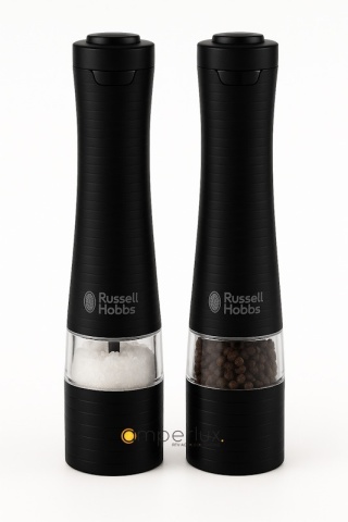 Russell Hobbs Zestaw młynków do soli pieprzu na baterie ze stali nierdzewnej czarny