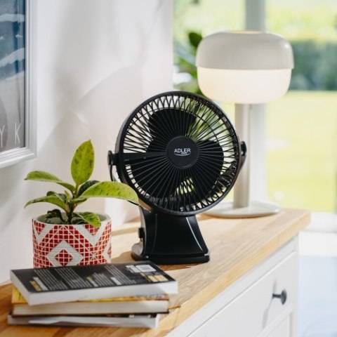 Adler Wentylator biurkowy z klipsem |Akumulatorowy| 15,5 cm | 360° obrót| USB-C |