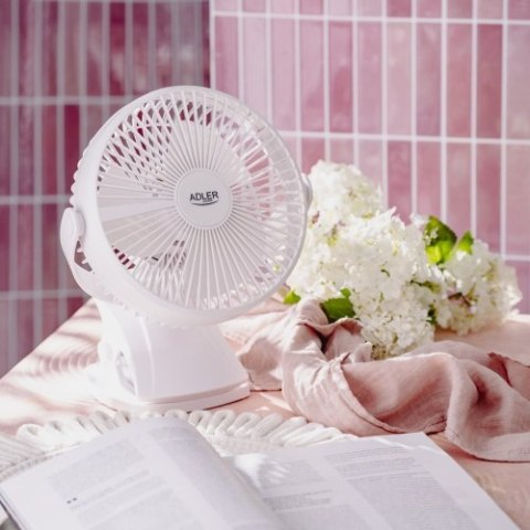 Adler Wentylator biurkowy z klipsem |Akumulatorowy| 15,5 cm | 360° obrót| USB-C |