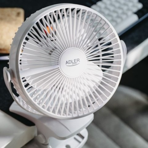 Adler Wentylator biurkowy z klipsem |Akumulatorowy| 15,5 cm | 360° obrót| USB-C |