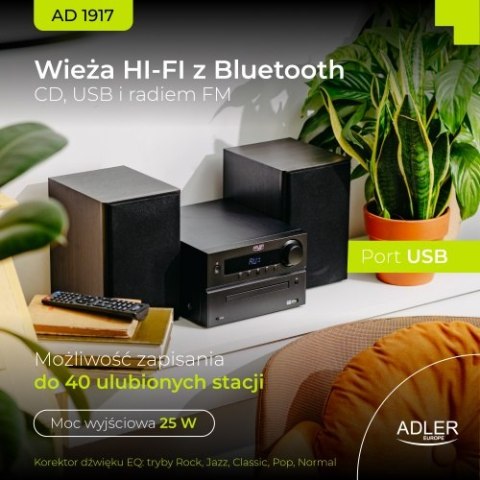 Adler Wieża HI-FI z Bluetooth, CD, USB i radiem FM