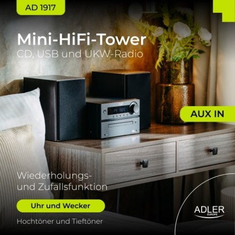 Adler Wieża HI-FI z Bluetooth, CD, USB i radiem FM