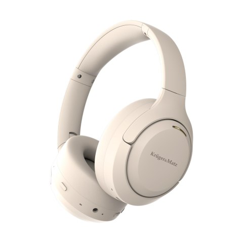 Bezprzewodowe słuchawki nauszne z ANC , Kruger&Matz F8A , beżowe