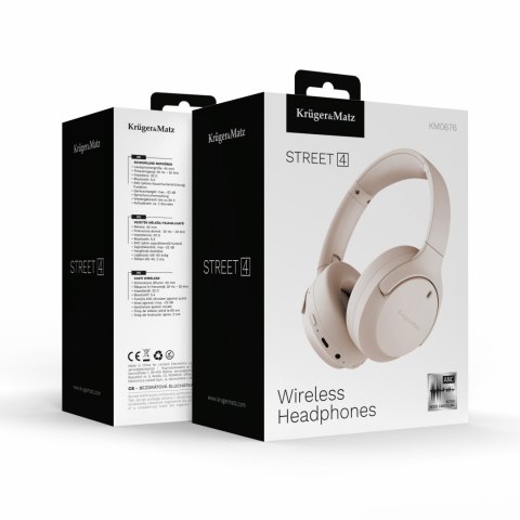 Bezprzewodowe słuchawki nauszne z ANC , Kruger&Matz Street 4 , beżowe
