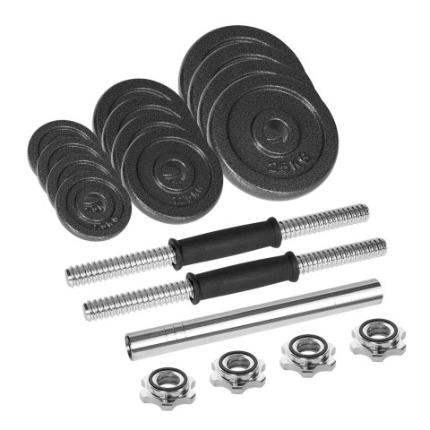 Hantle żeliwne regulowane w walizce z gryfem, zestaw 20kg REBEL ACTIVE